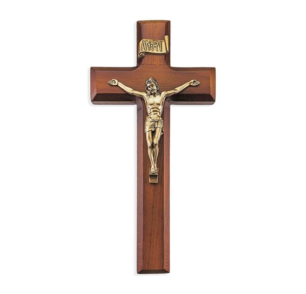 9" Tutone Wood Wall Crucifix Museum Gold Corpus # 28864