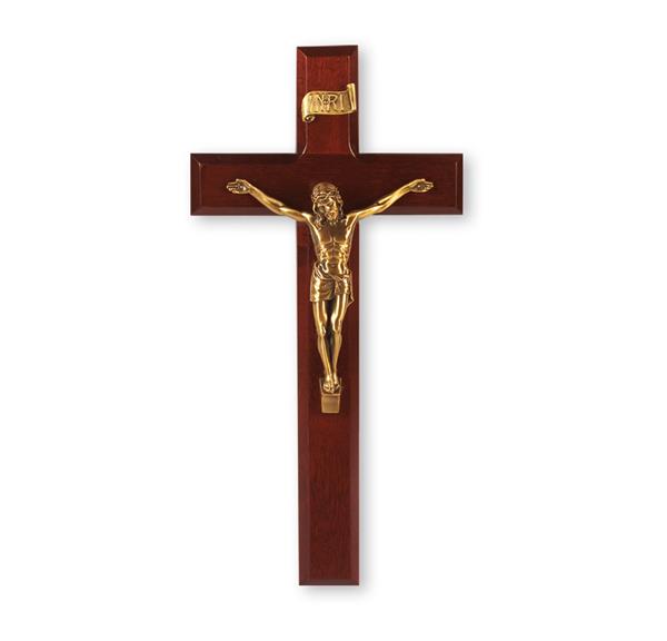11" Dark Cherry Cross W/Museum Gold Corpus # 28877
