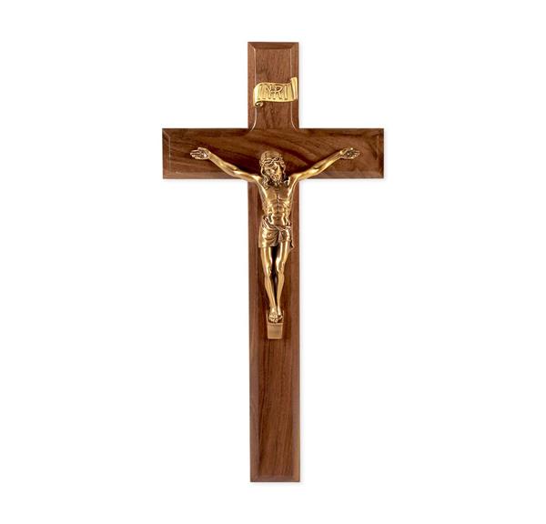11" Walnut Cross W/Museum Gold Corpus # 28879
