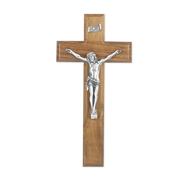 9" Walnut Crucifix with Pewter Corpus Figure # 28901
