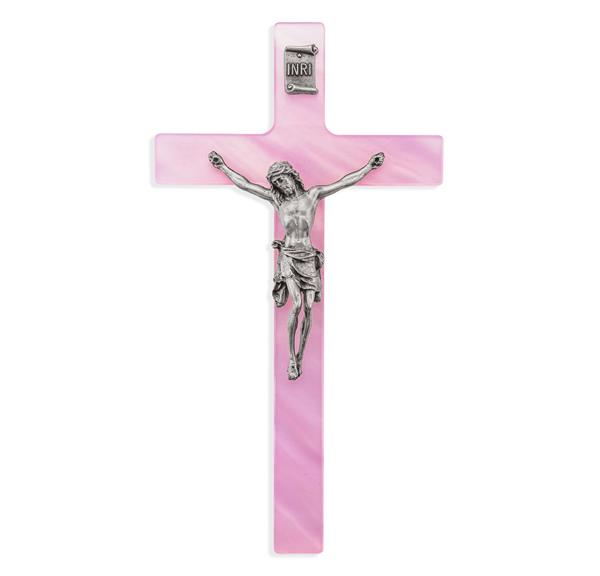 7" Pearlized Pink Cross with Pewter Corpus # 28913