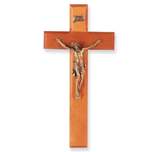 10" Cherry Wood Cross W/MUSUEM Gold Corpus # 28917