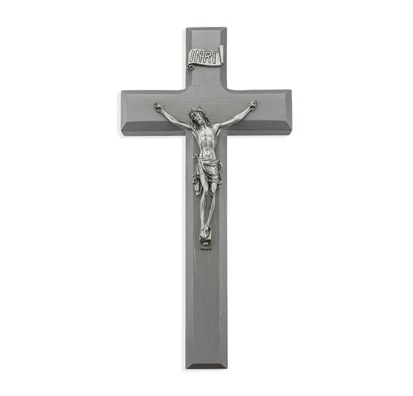 10" Grey Wood Cross W/Pewter Corpus # 28927
