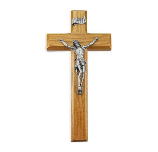 10" Oak Wood Cross with Pewter Corpus # 28928