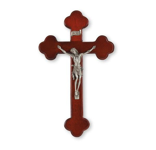 10" Budded Dark Cherry Cross with a Pewter Corpus # 28932