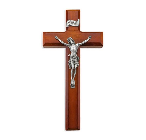 10" Two Tone Wood Cross W/Pewter Corpus # 28933