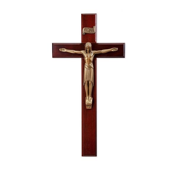 12" Dark Cherry Finished Cross with Museum Gold # 28937