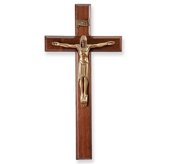 12" Walnut Cross with Museum Gold Corpus # 28938