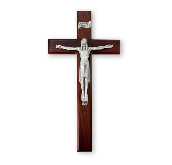 12" Dark Cherry Wood Cross with Genuine Pewter Corpus # 28939