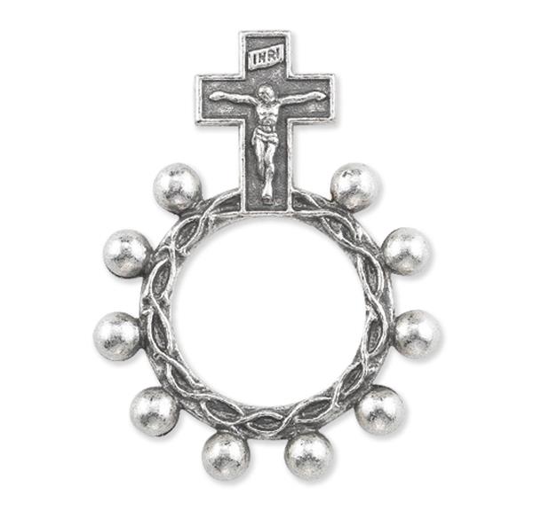 Crucifix Rosary Ring, Silver Oxidized, 25-Count Value Pack # 28969
