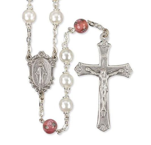 White Pearl Beads-Pink Lamp # 28974