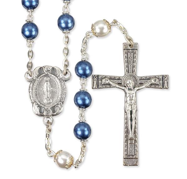Blue-White 7Mm Pearl Rosary # 28986