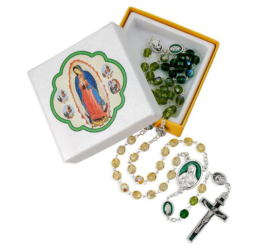 Tri Color Glass Bead Rosary OL of Guadalupe # 29000