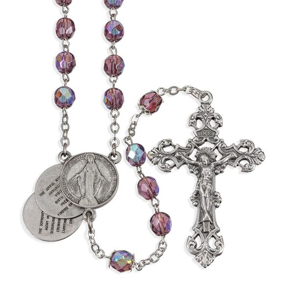 7mm Amethyst Mystery Center Rosary # 29016