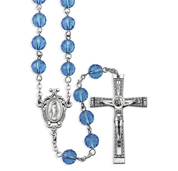 8mm Sapphire 96 Faceted Rosary # 29024