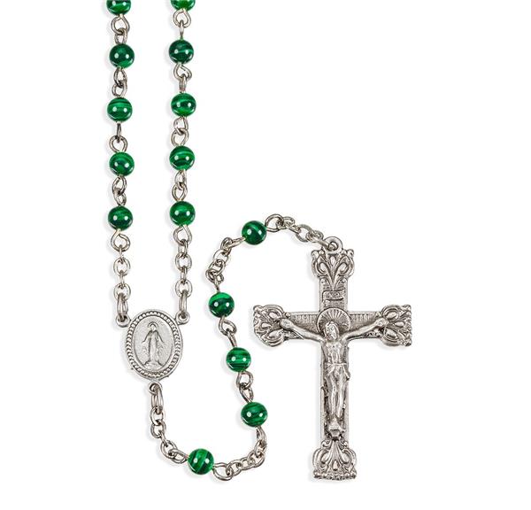 4mm Malachite Bead Rosary # 29045