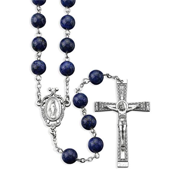 8mm Genuine Lapis Stone Rosary # 29053