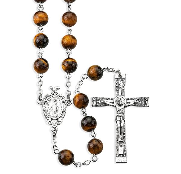 8mm Genuine Tiger Eye Stone Rosary # 29056