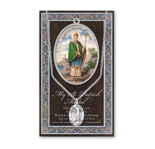 St. Patrick Biography and Folding Picture Card with a Medal & Chain # 29144