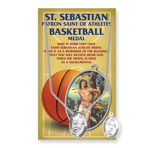 Women's Basketball St. Sebastian Pewter Medal with Prayer Card # 29164