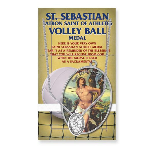 Women's Volleyball St. Sebastian Pewter Medal with Prayer Card # 29169