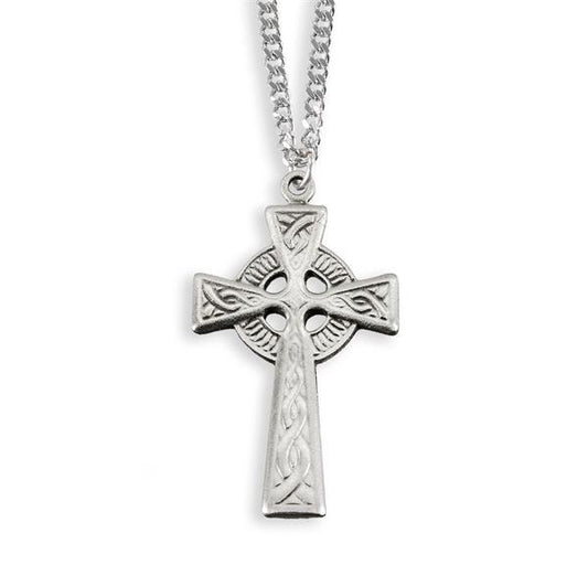 1 1/4" Pewter Celtic Cross ON 24" Chain # 29185