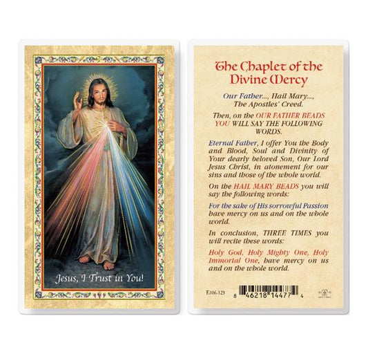 The Chaplet of The Divine Mercy Gold Stamped Laminated Holy Cards, 25-Count Value Pack # 29218