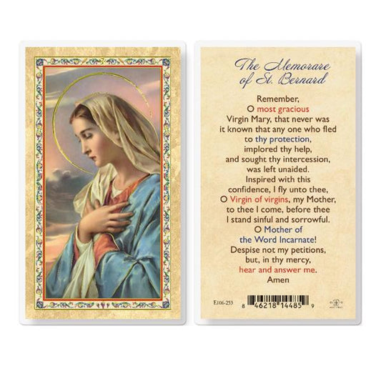 The Memorare of St. Bernard Gold Stamped Laminated Holy Cards, 25-Count Value Pack # 29257