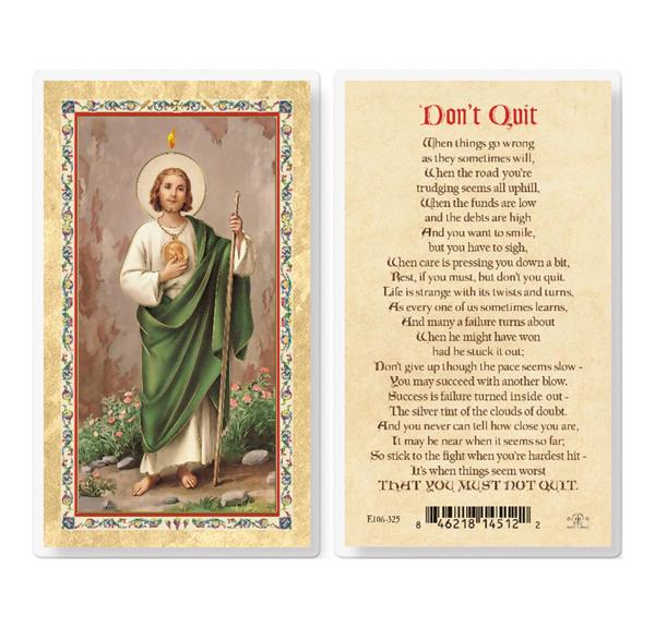 Don't Quit, St. Jude Gold Stamped Laminated Holy Cards, 25-Count Value Pack # 29271