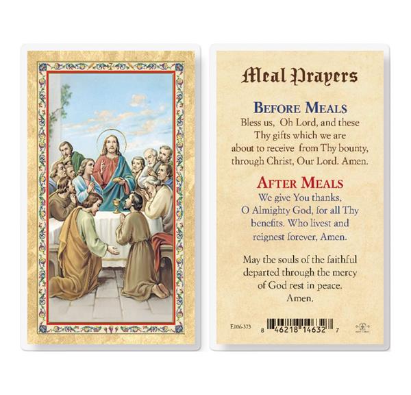 Meal Prayers, Before & After Gold Stamped Laminated Holy Cards, 25-Count Value Pack # 29284