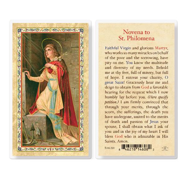 Novena to St. Philomena Gold Stamped Laminated Holy Cards, 25-Count Value Pack # 29324