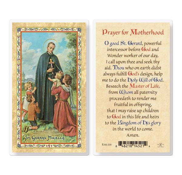 Prayer for Motherhood, St. Gerard Gold Stamped Laminated Holy Cards, 25-Count Value Pack # 29338