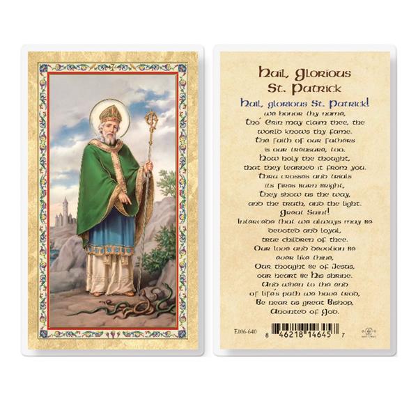 Hail Glorious St. Patrick Gold Stamped Laminated Holy Cards, 25-Count Value Pack # 29346