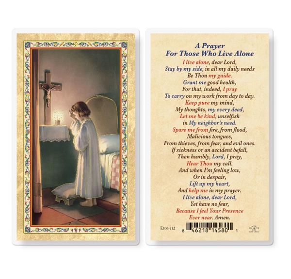 A Prayer for Those Who Live Alone Gold Stamped Laminated Holy Cards, 25-Count Value Pack # 29363