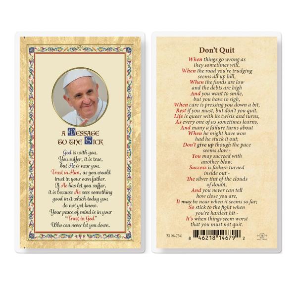 Don't Quit, Pope Francis Gold Stamped Laminated Holy Cards, 25-Count Value Pack # 29379