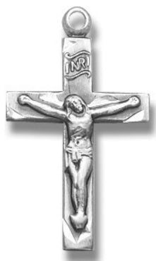 Sterling Silver Crucifix, 13/16", Your choice of chain, #29386