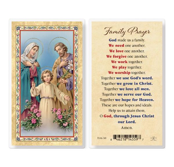 Family Prayer Gold Stamped Laminated Holy Cards, 25-Count Value Pack # 29398