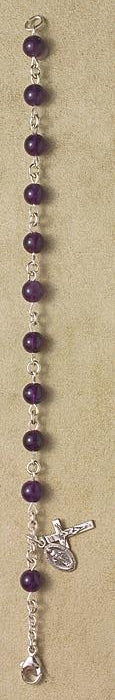 6mm Amethyst Rosary Bracelet w/ 100% Sterling Silver Components, # 29416
