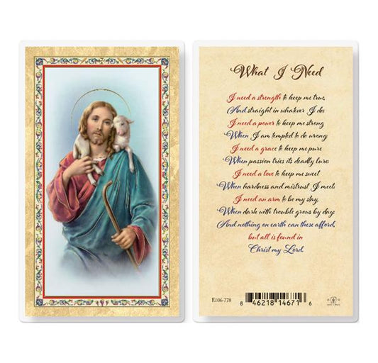What I Need Gold Stamped Laminated Holy Cards, 25-Count Value Pack # 29424