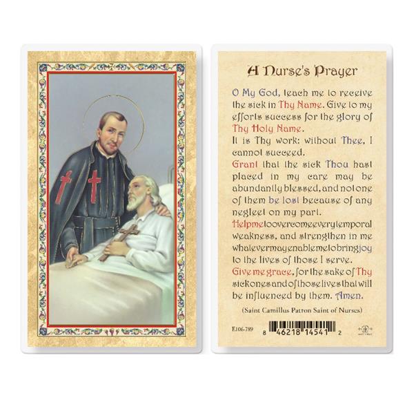 A Nurses Prayer, St. Camillus Gold Stamped Laminated Holy Cards, 25-Count Value Pack # 29431
