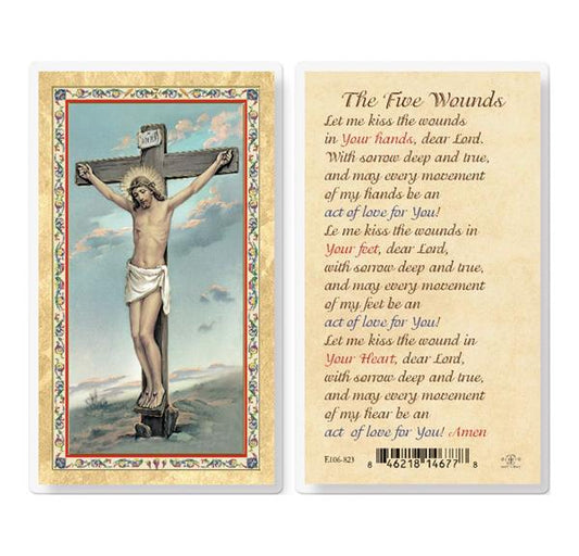 The Five Wounds Gold Stamped Laminated Holy Cards, 25-Count Value Pack # 29438