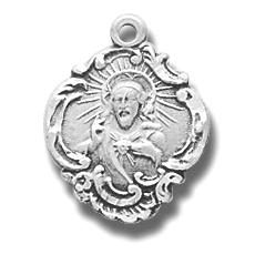 Sterling Silver Scapular Medal, 5/8", Your choice of chain, # 29440