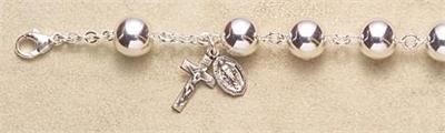 All Sterling 10mm Rosary Bracelet, 7.5", # 29458