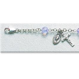 6mm Violet Rosary Bracelet, All Sterling, 7.5", # 29462