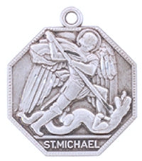 Sterling Silver St. Michael Medal, 1", Your choice of chain, # 29468