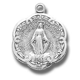 Sterling Miraculous Medal, 3/4" overall, Your choice of chain, # 29476