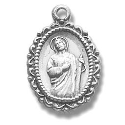 Sterling Silver St. Jude Medal, 5/8" overall, Your choice of chain, # 29487
