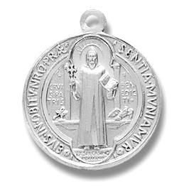 St. Benedict Sterling Medal, 5/8", Your choice of chain, # 29488