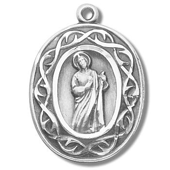 Sterling St. Jude Crown of Thorns Medal, 7/8", Your choice of chain, # 29493