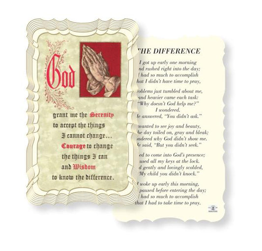 The Difference, Serenity Prayer Paper Holy Cards, Gold Foil Embossed, 50-Count Value Pack # 29601